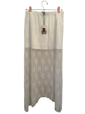 NWT Sincerely Jules White Floral Asymmetrical Lace Overlay Midi Skirt Medium